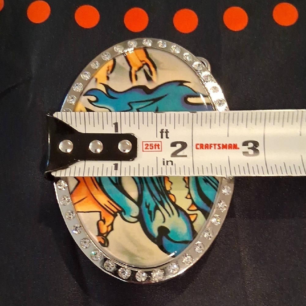 DRAGON KING Oval Belt Buckle with Rhinestone Trim - Picture 4 of 4